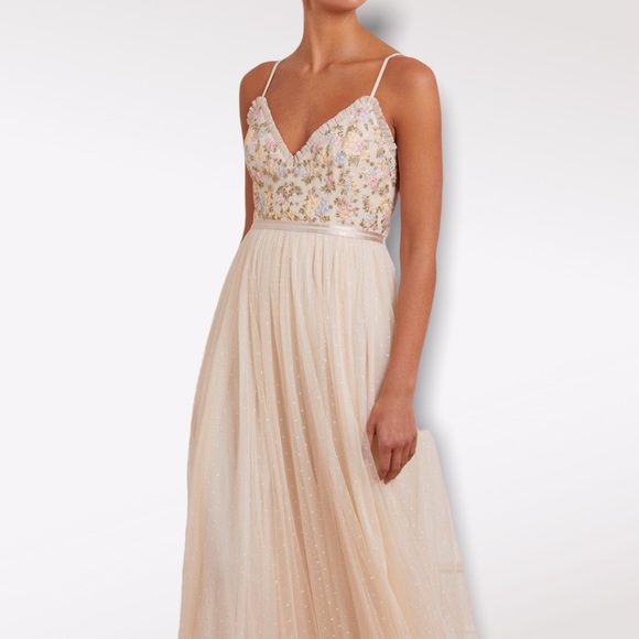 Needle & Thread x BHLDN Emma Ditsy Bodice Cami 8/M Embroidered Tulle Prom Formal - Picture 6 of 15